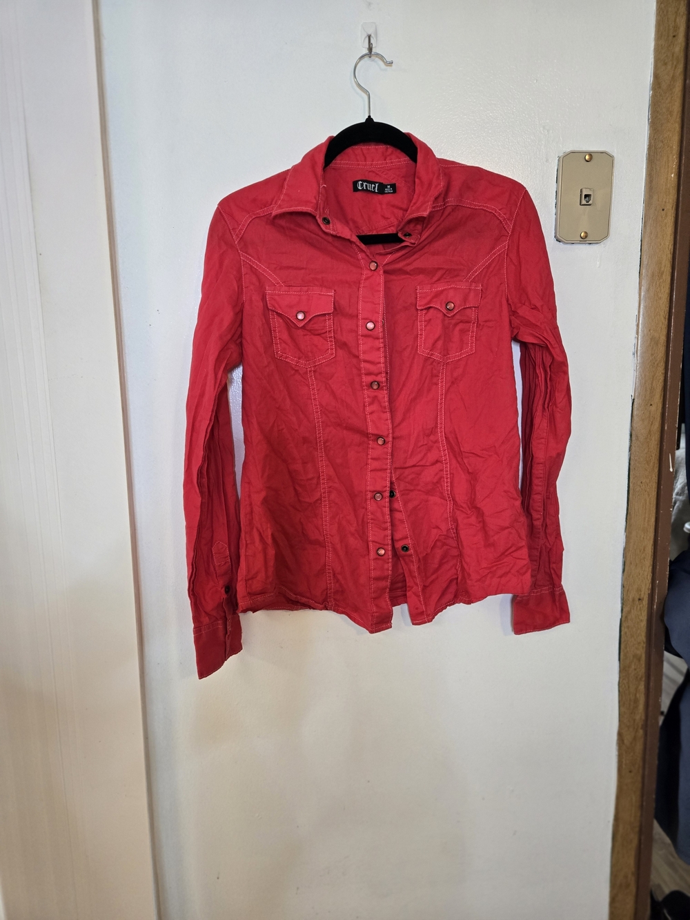 Cruel Red Pearlsnap Shirt